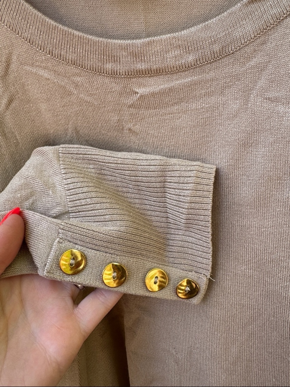 Investments Neutral Light Taupe Crewneck Sweater - Picture 3 of 3